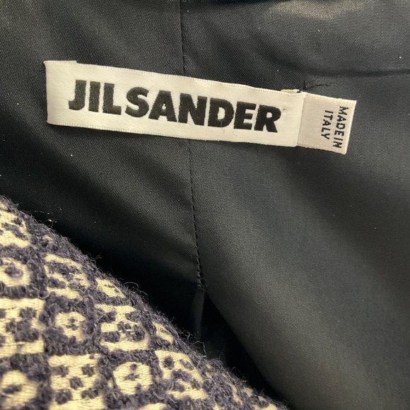 JIL SANDER NAVY BLUE / WHITE TWEED COAT - Picture 4 of 5